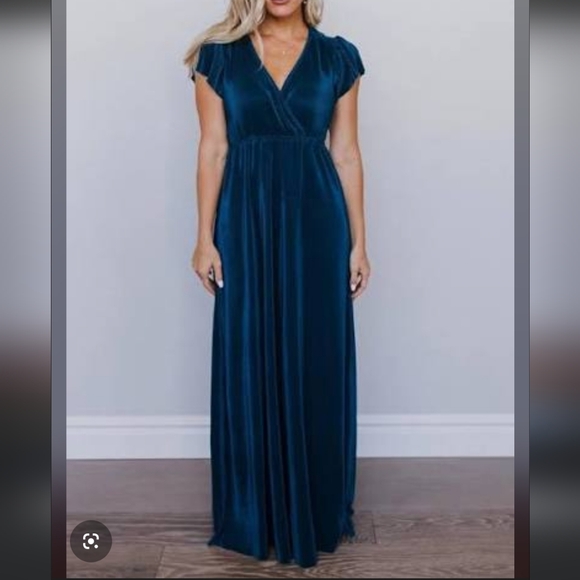 Baltic Born Dresses & Skirts - Baltic Born Deep Teal Blue Velvet Maxi Dress